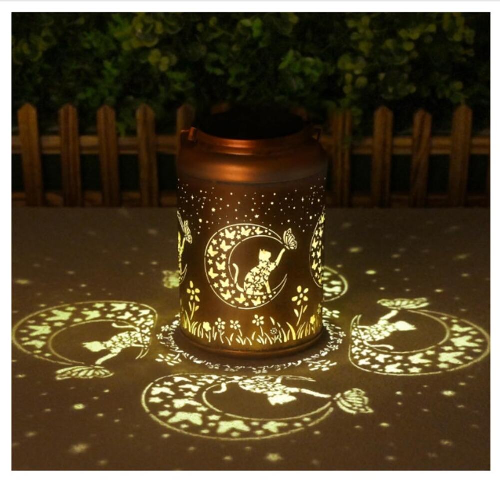 Cat design Solar Lanterns Outdoor Waterproof Hanging Solar Lights Metal